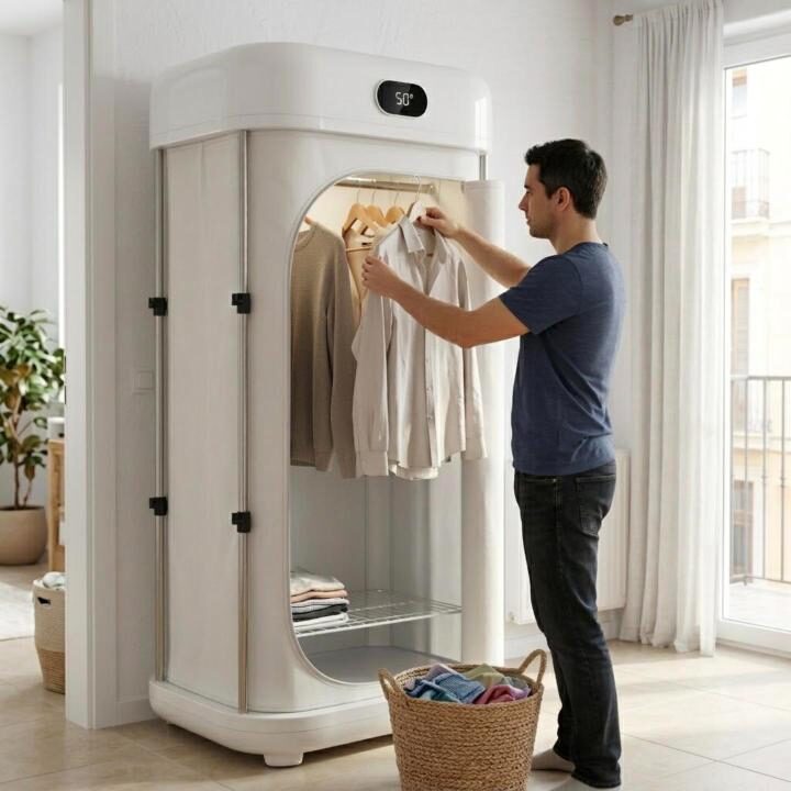 Hombre colgando ropa en la DRYVELA